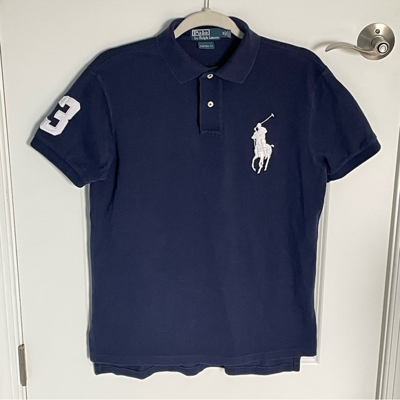 Polo Ralph Lauren Navy Short Sleeve Custom Slim Fit Mesh Polo Shirt 35566 - Picture 4 of 13